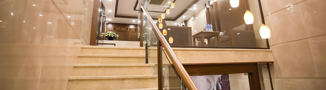 Rose Gold Glass Hand Railing